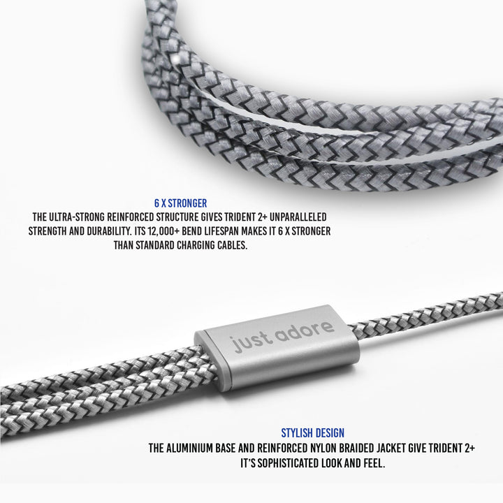 Nylon braided charging Cable 2+, 3 in 1 for Android and iPhone - Just Adore