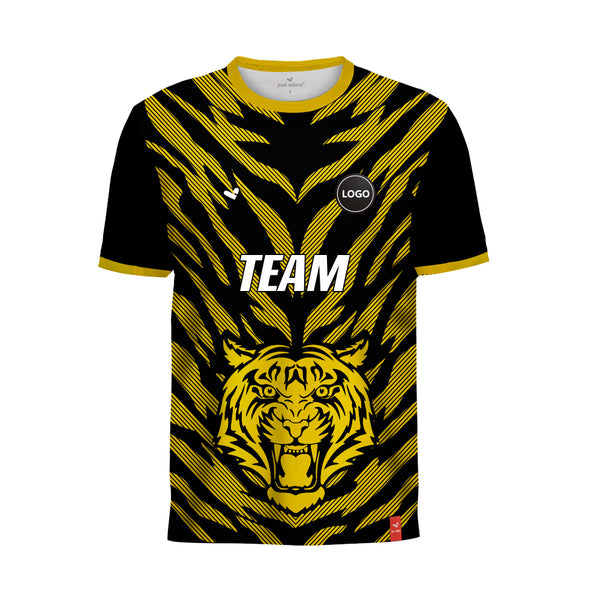 Yellow Tiger full sublimation football team uniform jersey, MOQ 11 Pcs