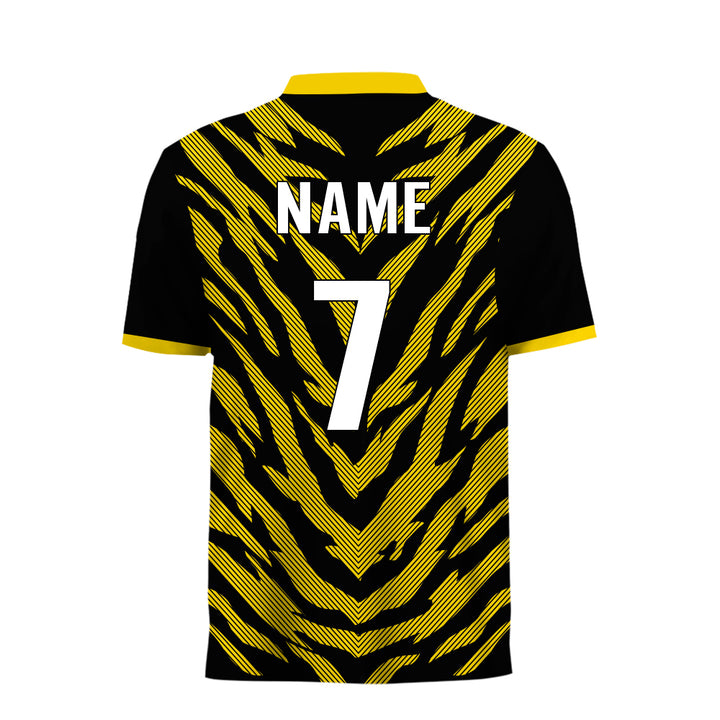 Customized yellow tiger printed Cricket jersey, MOQ 11 Pcs - Just Adore