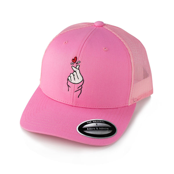 Just Adore Love Cap - Just Adore - Pink unisex cap with Korean love symbol logo 3D embroidery love symbol with hand poly cotton fabric and mesh fabric at the back cap for man and women