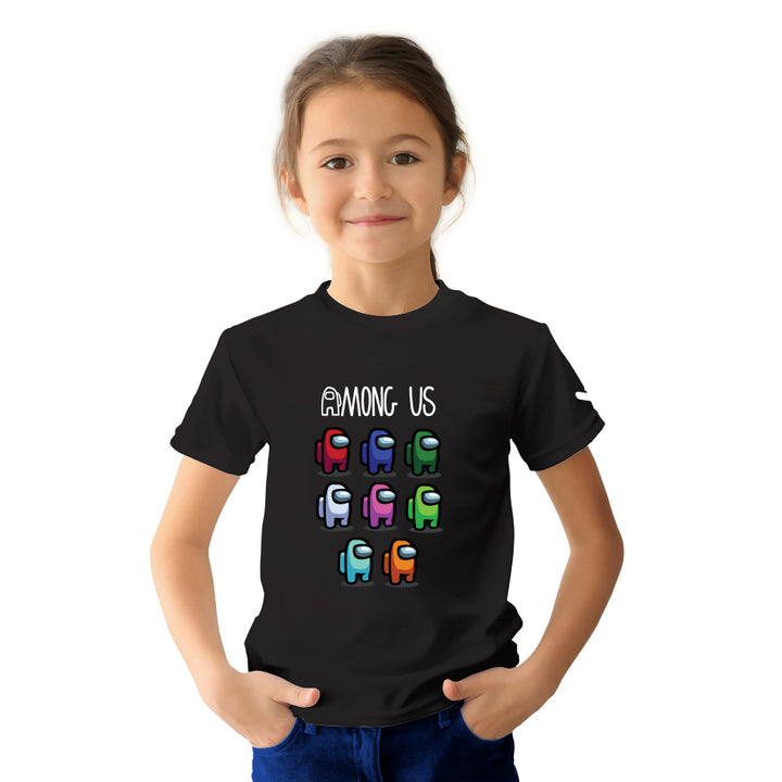 Among Us All Characters Kids Tee.  New Video Game Among Us Kids Tee Shirt with all characters. Available now for Kids buy now at online through Just Adore.
