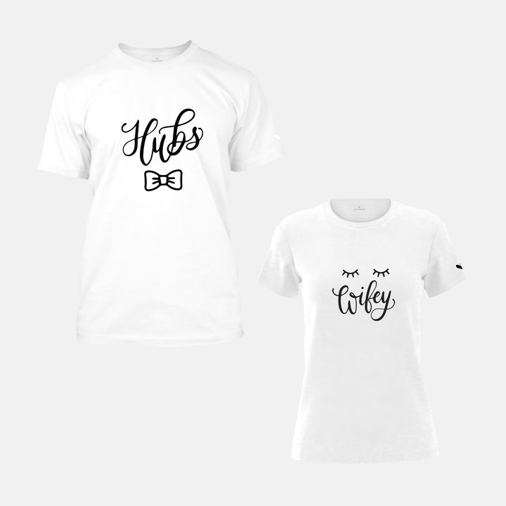 Buy Organic hubby wifey t shirts online, Husband and wife shirts funny shop online, Order Various organic valentine's day Tshirts for couples at online store, Purchase valentines day gift tshirts at Just Adore®