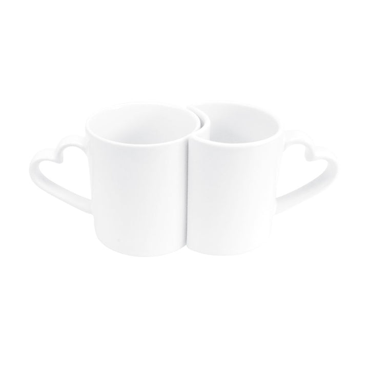 Couple Ceramic Mug with Heart shaped handle, Blank - Just Adore