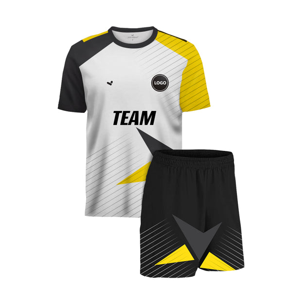 Black and Yellow Football Jersey and Shorts set, MOQ - 11 Sets