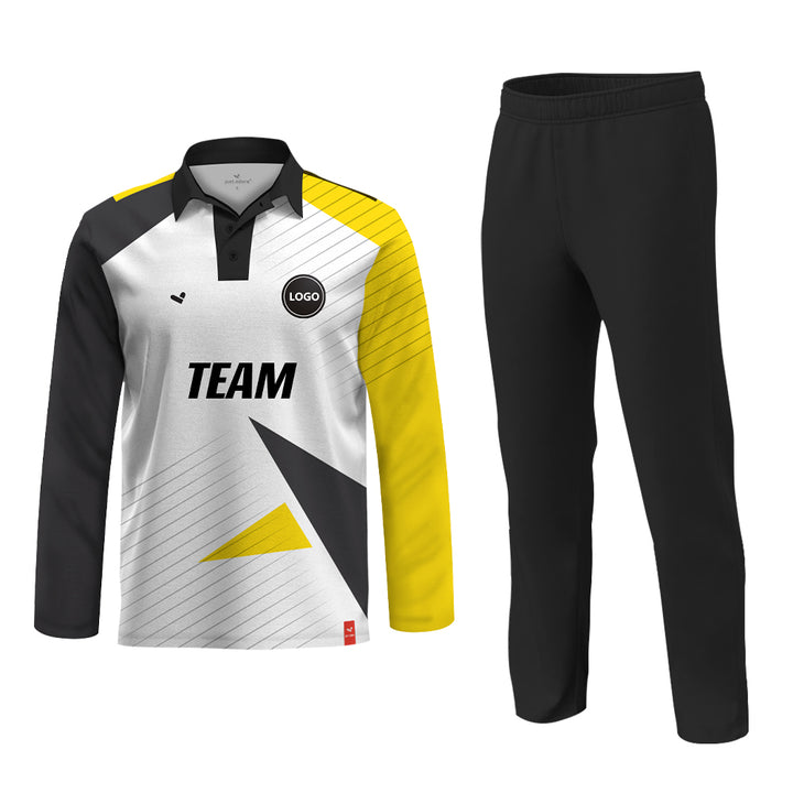 Black and Yellow Cricket Printed jersey and Plain Pant - MOQ 11 Sets - Just Adore