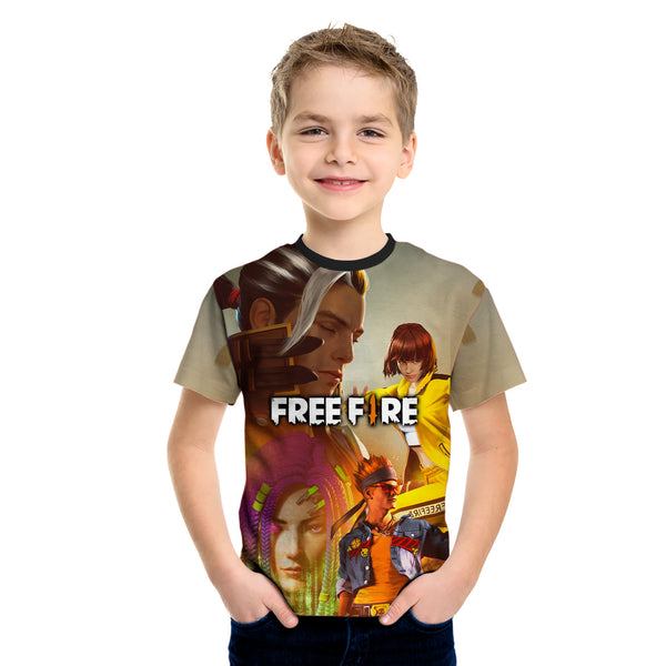 Free Fire Characters Sublimation Printed Kids Tshirt