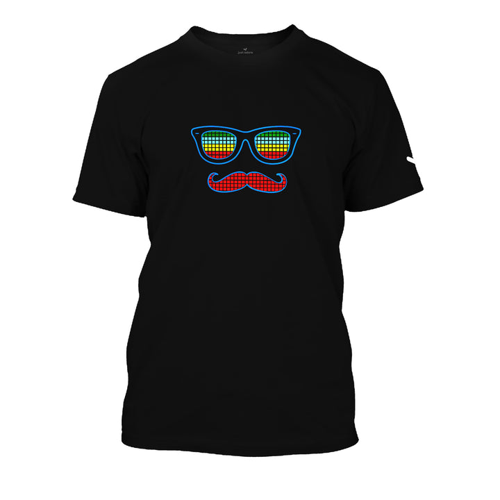 Google Man LED tshirts buy online, Shop Googles with Mustache LED flash tshirts in UAE, Order multicolor LED EI panels Tshirts for men's at online store, Purchase Various LED designed t-shirts for kids and adult at Just Adore®