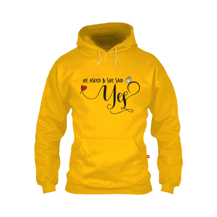 Shop she said yes Hoodie at online, I asked she said yes Hoodie buy online, Purchase Love Quotes Printed Hoodies for Valentines day at online store, Order Heart Hoodies for adult at Just Adore®