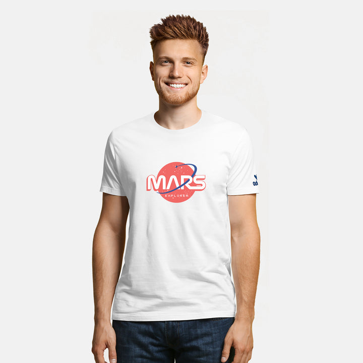 Mars Organic Cotton Tshirt. Round Neck T-shirt for Men. All day comfortable go to T-shirt. Designed in such a way that you can pair it up with the Jean by creating a super stylish look. Shop Only at Just Adore.