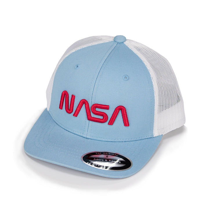 NASA Cap - Just Adore - Sky blue unisex cap with red color NASA logo 3D embroidery poly cotton fabric and mesh fabric at the back cap for man and women