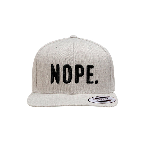 Nope Cap - Just Adore - Grey cap with black Nope logo 3D embroidery in poly cotton fabric unisex cap