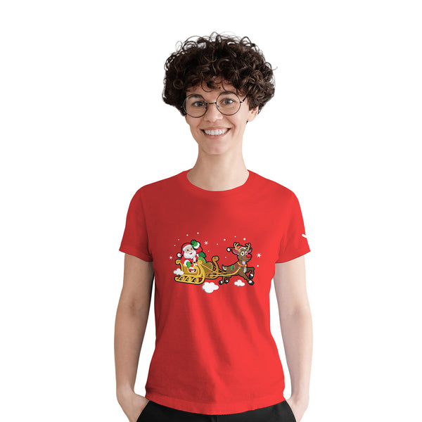 Christmas Santa on Snow Sledge T-shirt - Unisex