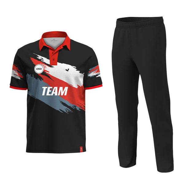 Black Cricket Printed jersey and Plain Pant - MOQ 11 Sets