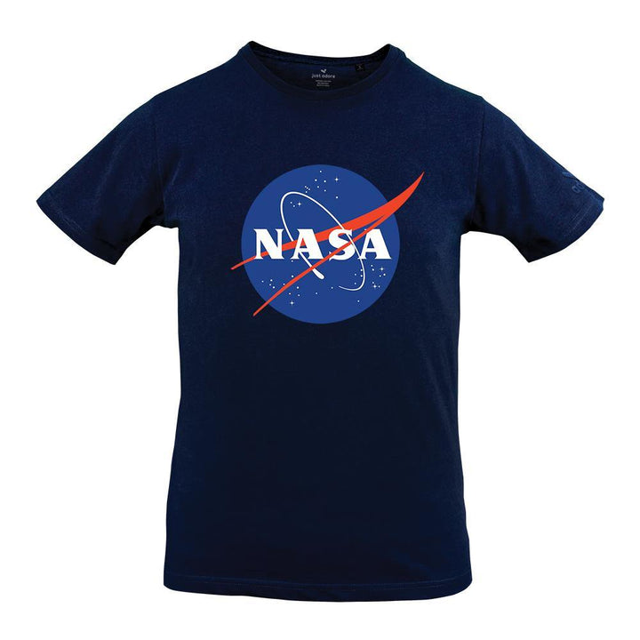 NASA Organic Cotton Tshirt - Just Adore - Blue tshirt with NASA logo in blue and red printing and slim fit tshirt and casual wear for men