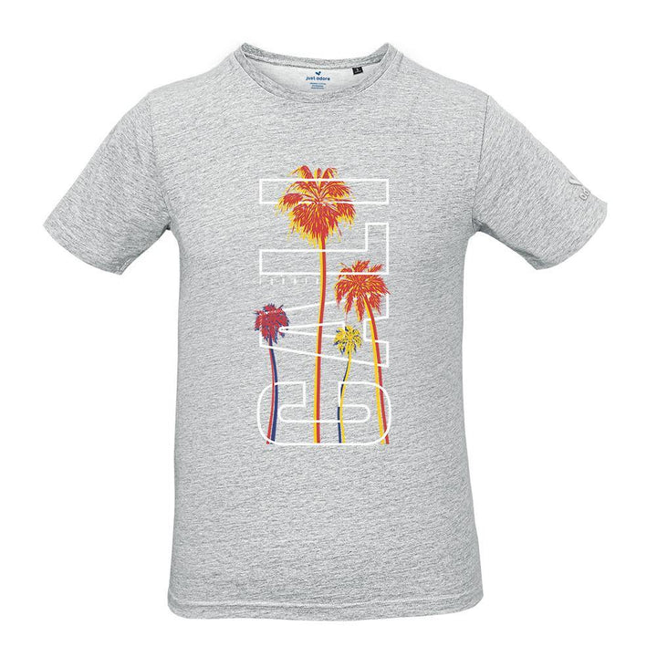California Organic Cotton Tshirt. Round Neck Men Tshirts with CALI with palm tree printed at the front. Shop Online only at Just Adore UAE branded shopping website.  California Organic Cotton Tshirt. Round Neck T-shirt for Men. All day comfortable go to T-shirt. Designed in such a way that you can pair it up with the Jean by creating a super stylish look. Shop Only at Just Adore.