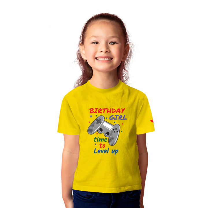 Buy Birthday tshirts for girls online, Get Time to level up tshirt for girls at online store, Order Birthday gift tshirts for kids online, Purchase various colorful tshirts for birthday for boys & girls only at Just Adore®