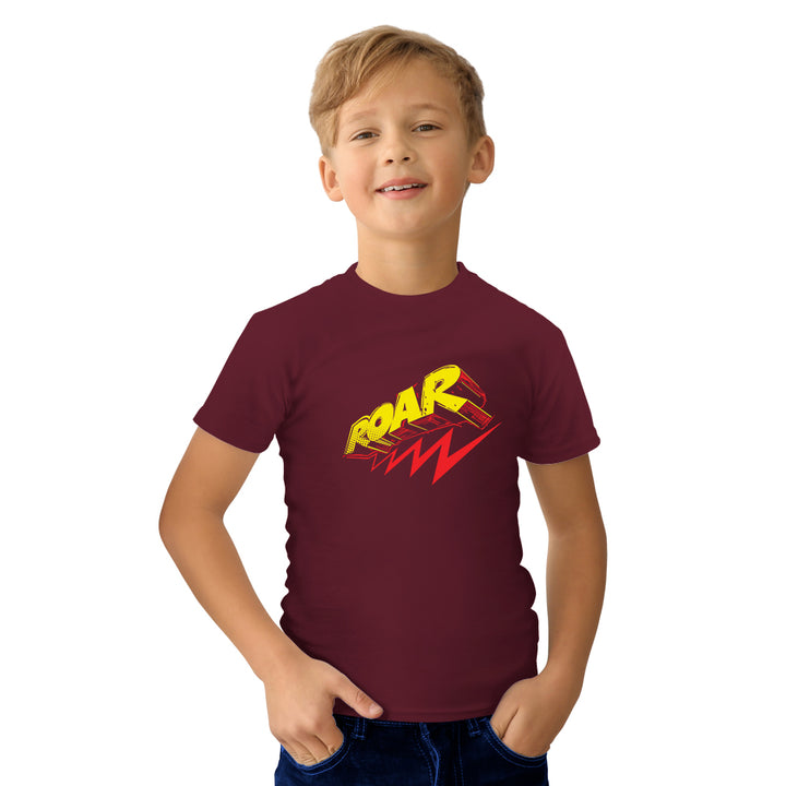 Roar Tshirt. Round Neck Kids Tshirts with Roar printed at the front. Shop Online only at Just Adore UAE branded shopping website.  Topshop Roar Tshirt buy online, Shop Lion Roar clothing, online 3D Roar effect at front. Browse Roar Tees at Online Store, Trendy collections at Just Adore®