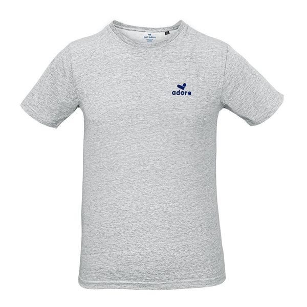 Adore Organic Cotton T-shirt - Just Adore -  Grey Melange Tshirt for men with 3D Print brand logo on the left chest