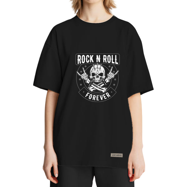Rock and Roll Skull Oversized Women Tshirt
