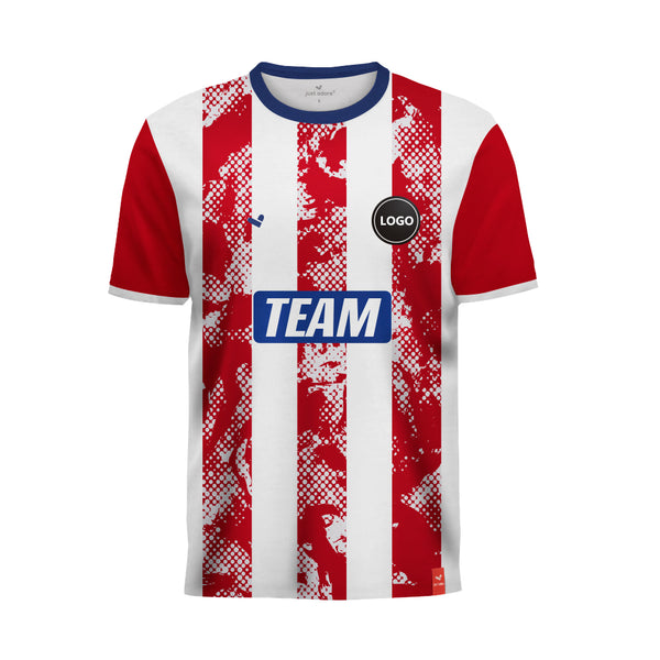 White & Red Digital Printed Football team uniform jersey, MOQ 11 Pcs